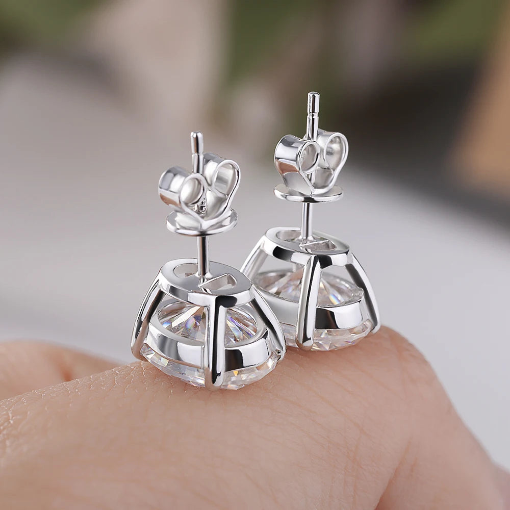 FEOBUR 0.5-4CT Oval Cut Moissanite Stud Earrings for Women 925 Sterling Silver Sparkling Diamond Ear Studs Wedding Jewelry GRA