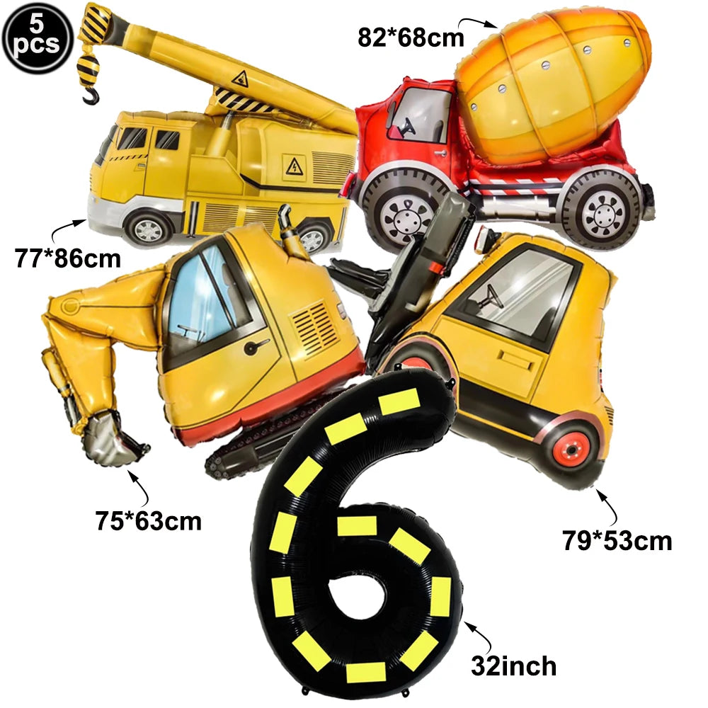 construction truck party tablecloth table runner Engineering excavator theme table cover boy construction birthday party decor