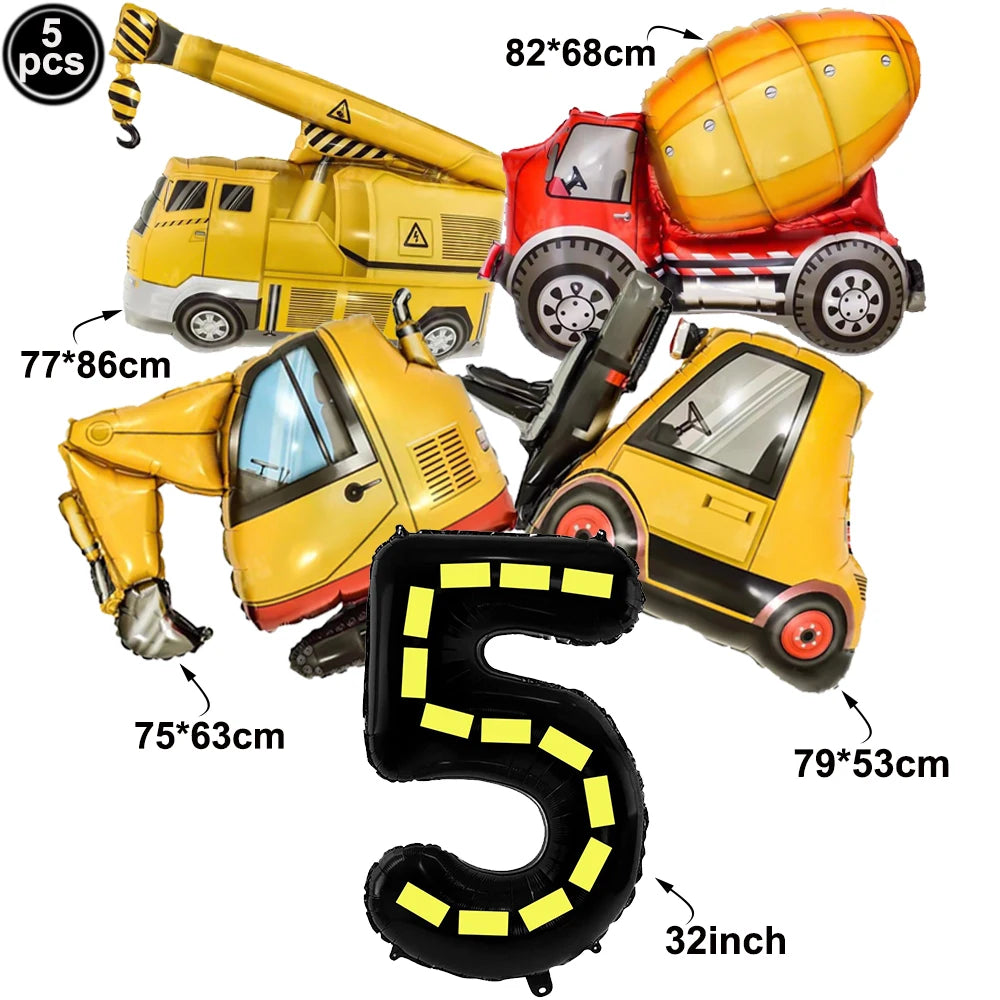 construction truck party tablecloth table runner Engineering excavator theme table cover boy construction birthday party decor