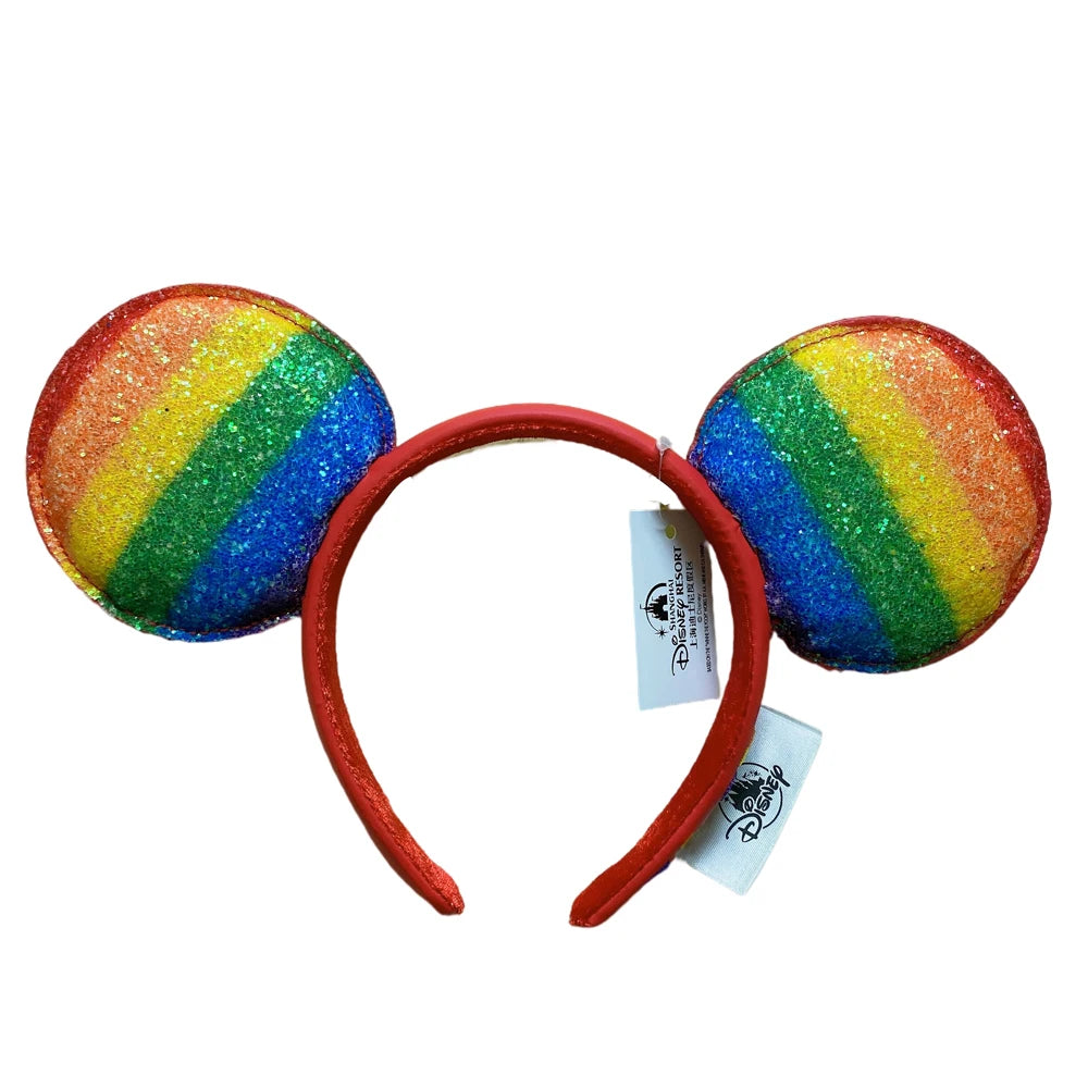 Disney Captain America Shield Mickey Mouse Ear Headband PU Leather Disneyland Mickey Adult/Child Cosplay Girl Accessorie
