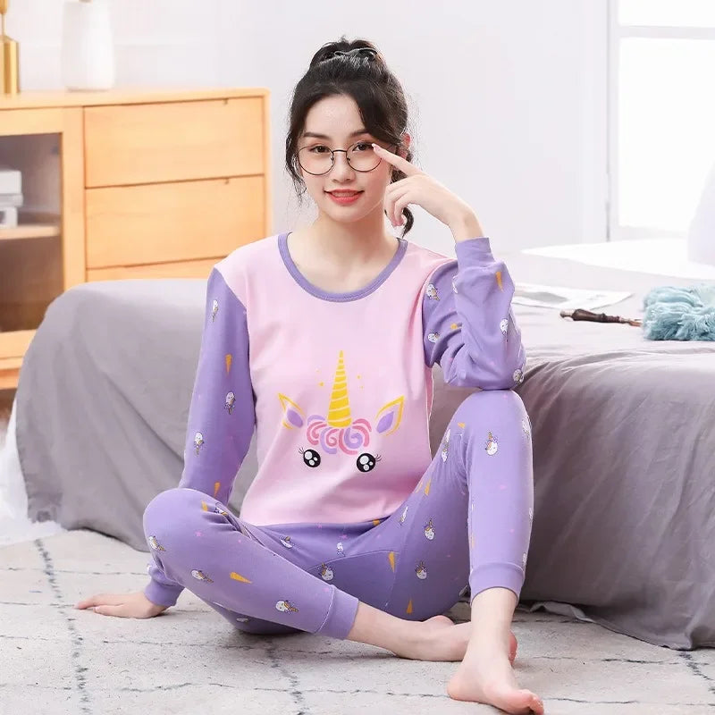 Teenager Boys Animal Cat Pajamas Children's Sleepwear for 12 14 16 Years Kids Pyjamas Cartoon Homewear Cotton Girls Pijamas Suit