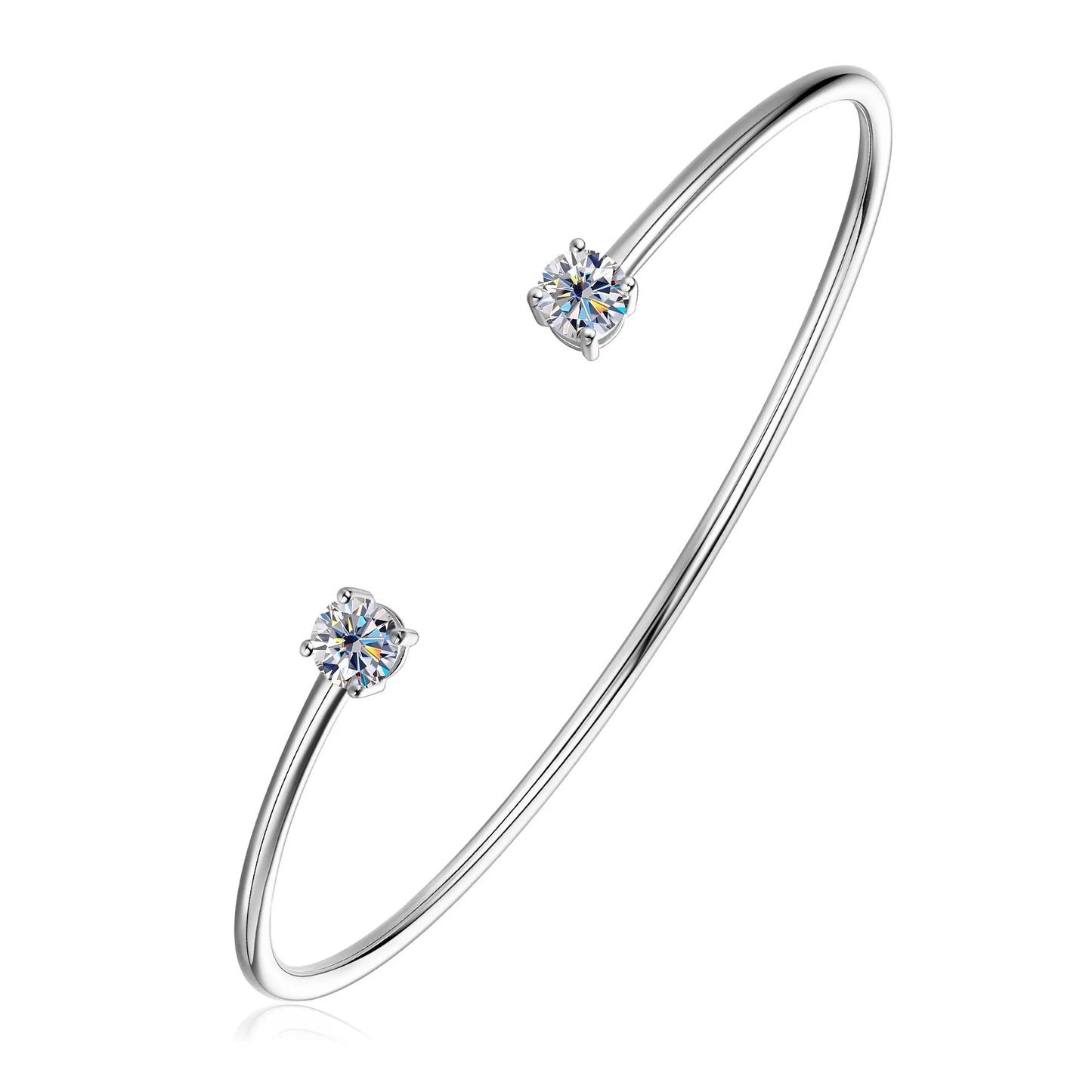 Sweetrain 0.5CT Moissanite Bangle for Women 5mm Lab Created Diamond Bracelet 100% Real 925 Sterling Silver Opening Cuff Bangle