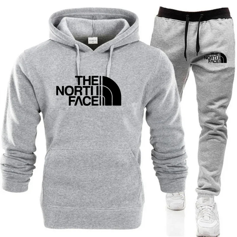 Winter Hoodie Sets Men Fashion Fleece Red Hoodies Black Brand Pants Casual Jogger Suit Tracksuit Sweatshirt