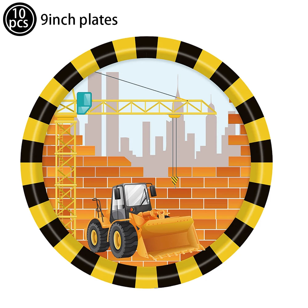 construction truck party tablecloth table runner Engineering excavator theme table cover boy construction birthday party decor