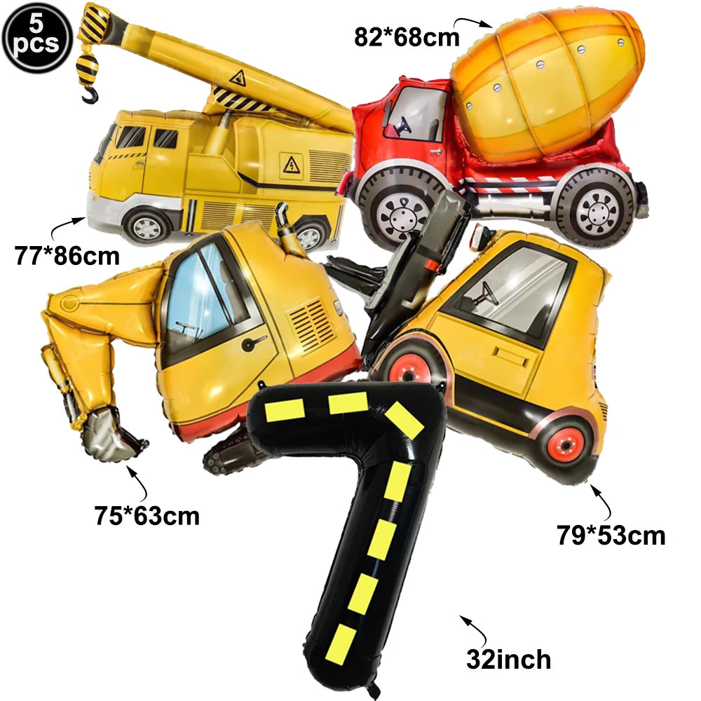 construction truck party tablecloth table runner Engineering excavator theme table cover boy construction birthday party decor