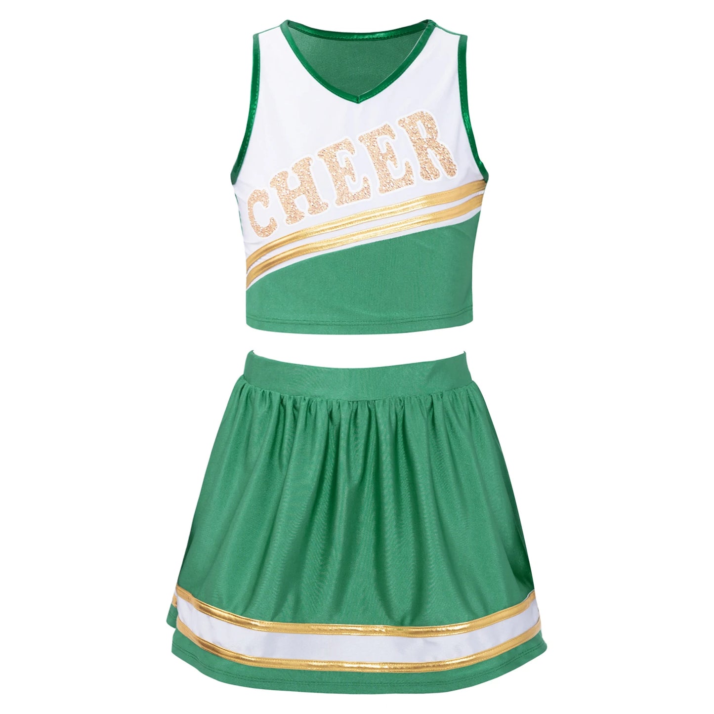 Cheerleader Costume Girls Kids Cheerleading Dance Dresses Pom Pom and Socks Set Cheer School Cosplay Carnival Halloween Clothes