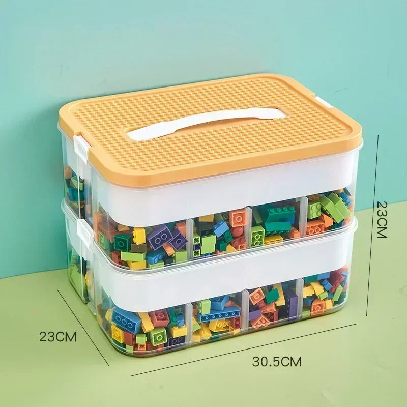 Transparent dust-proof and moisture-proof plastic storage box, classified storage, stackable building block storage box.