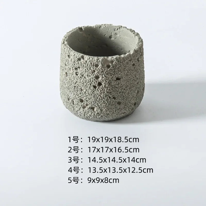 Nordic cement flowerpot simple personality creative imitation volcanic stone indoor succulent potted green plant flowerpot