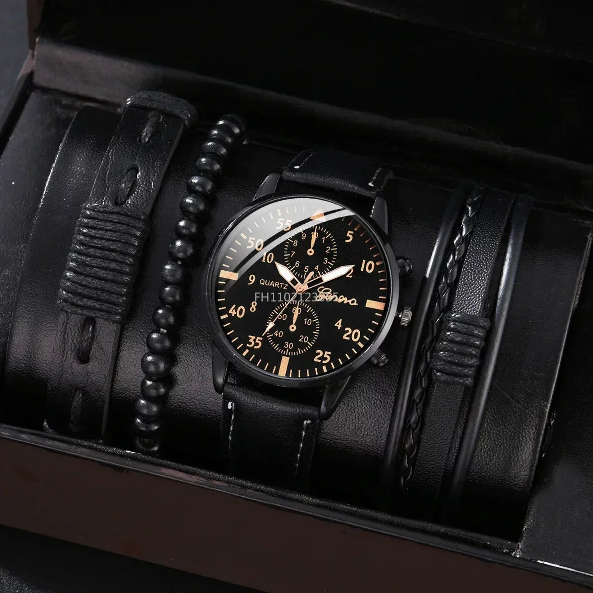 4/2/1pcs New Men Sports Watches Set Man Business Quartz Wristwatch Luxury Brown Leather Bracelet Men Casual Clock Watch(No Box)