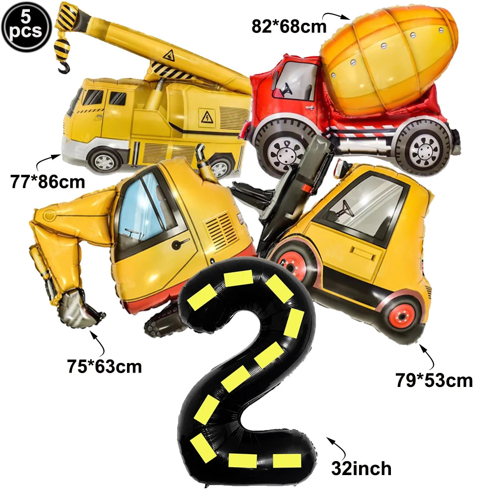 construction truck party tablecloth table runner Engineering excavator theme table cover boy construction birthday party decor