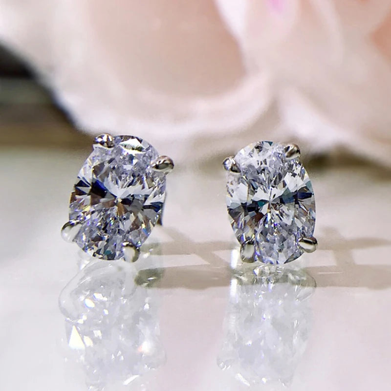 CAOSHI Simple Shiny Oval-shaped CZ Earrings for Female Graceful Lady Versatile Accessories Classical Elegance Women's Jewelry