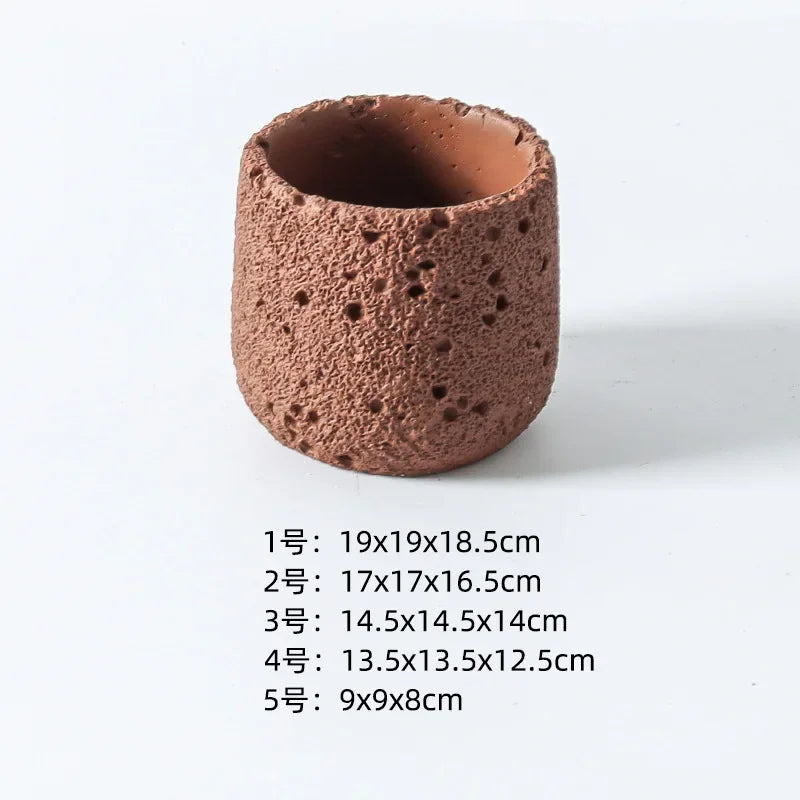 Nordic cement flowerpot simple personality creative imitation volcanic stone indoor succulent potted green plant flowerpot