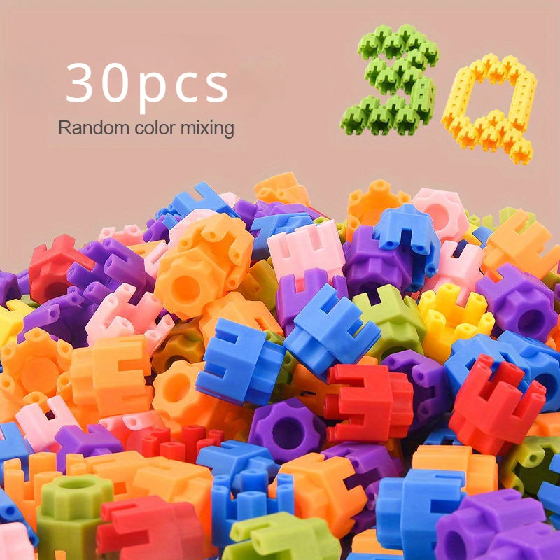 Kids Hexagonal Building Blocks for Kids Colorful STEM Building Toys for Kids Learning Kindergarten Educational Connecting Toys