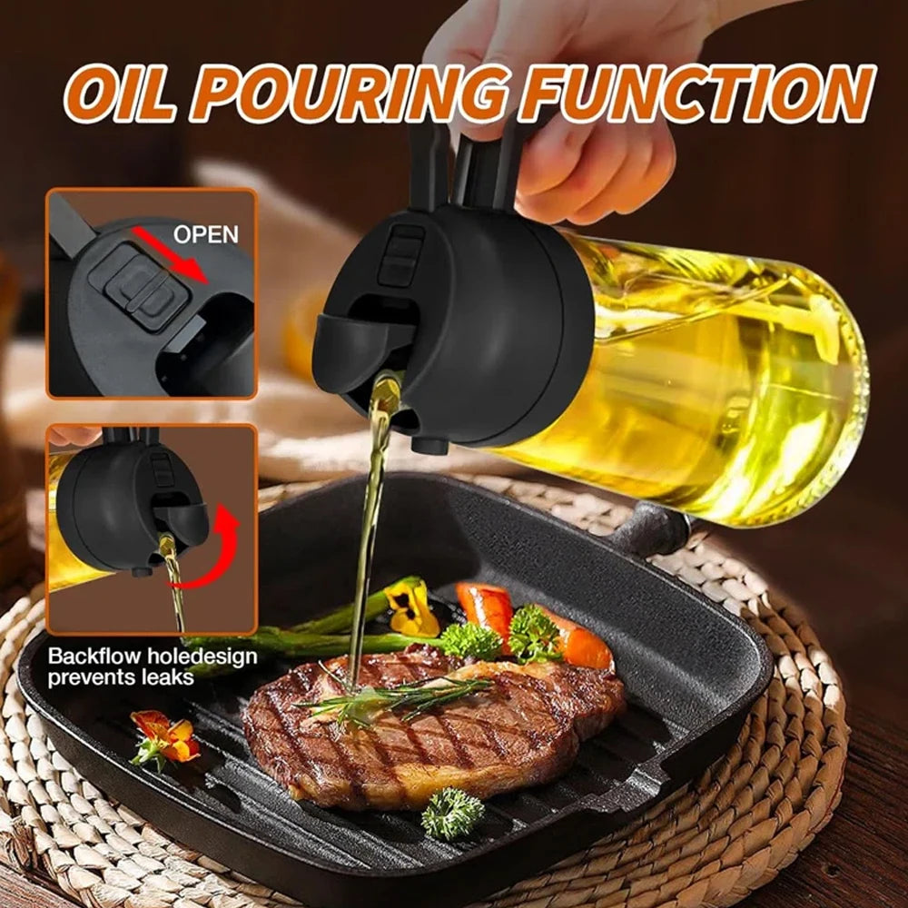 New!1-4Pcs 2in1 Oil Dispenser Bottle BBQ Cooking Oil Sprayer Olive Oil Pourers Sprayer for Kitchen Salad Baking Mister Vinegar