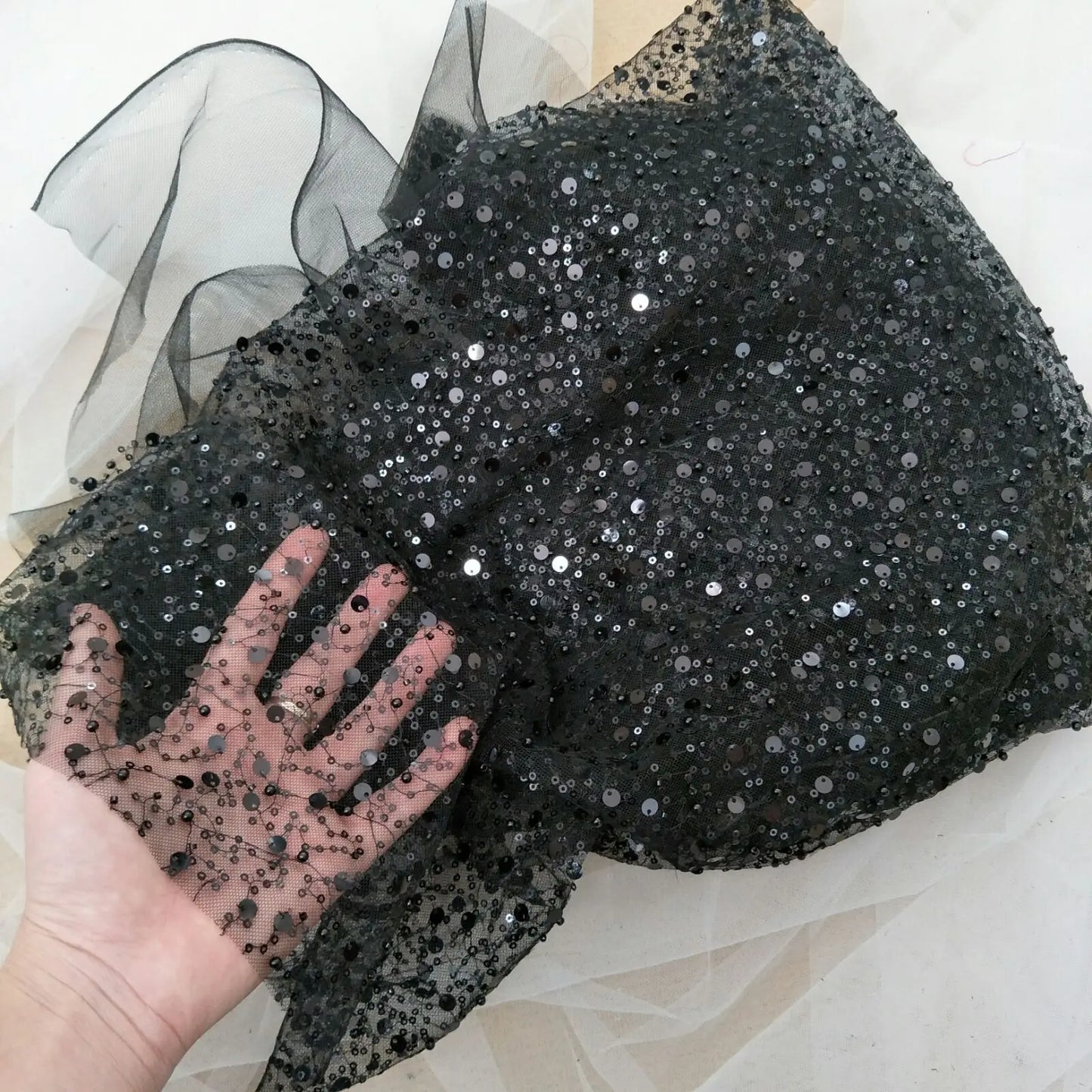 20 Colors beauty wedding dress beading fashion dress lace fabric with pearls 130cm width bridal lace fabric sell by yard