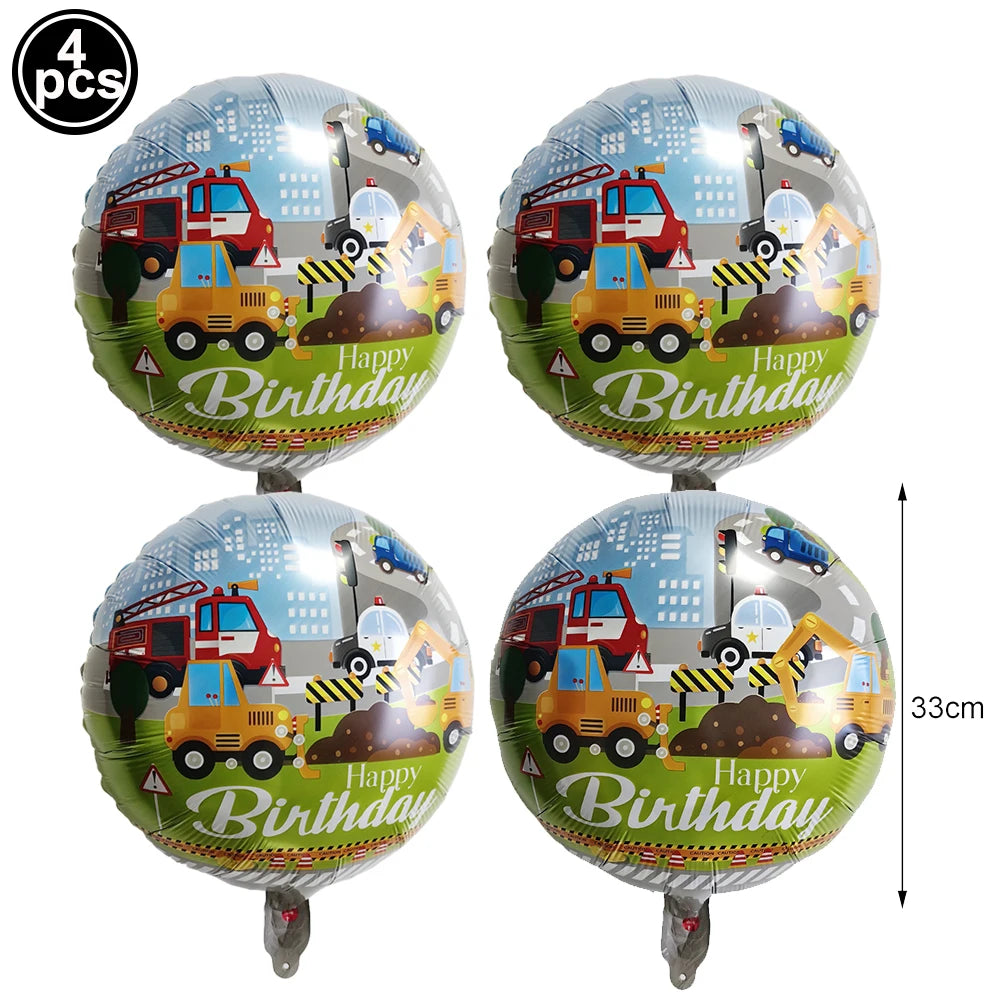 construction truck party tablecloth table runner Engineering excavator theme table cover boy construction birthday party decor