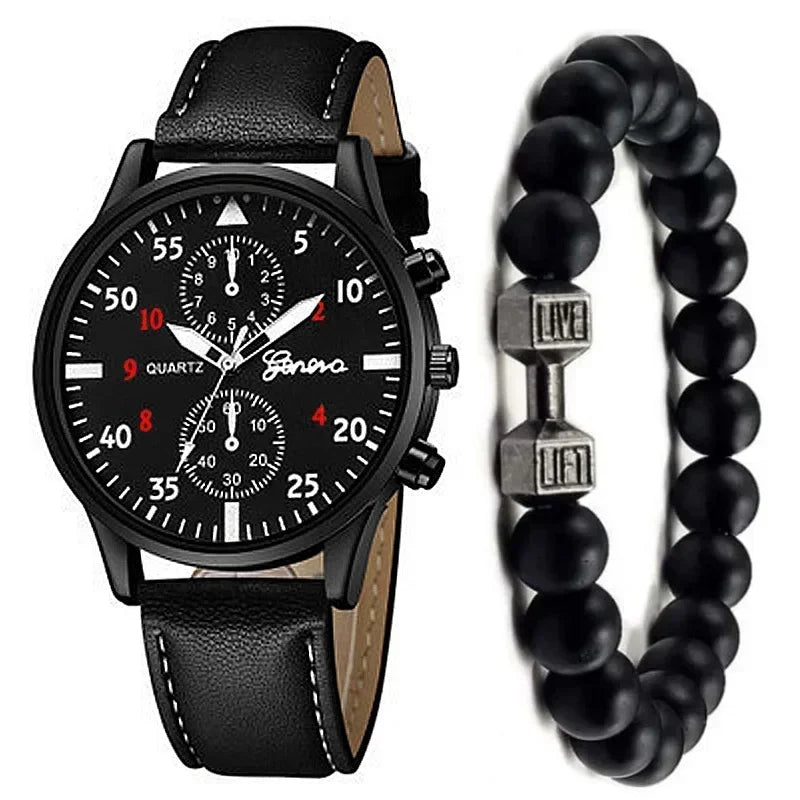 4/2/1pcs New Men Sports Watches Set Man Business Quartz Wristwatch Luxury Brown Leather Bracelet Men Casual Clock Watch(No Box)