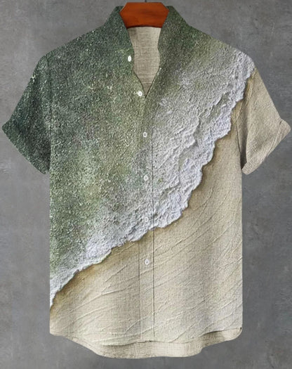 Hawaiian men's linen shirt abstract patchwork pattern art print shirt beach vacation daily travel men's clothing fast delivery