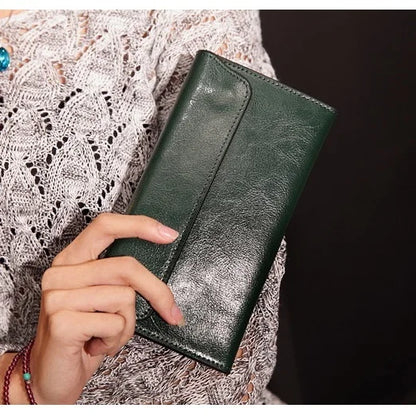 Brand Genuine Leather Women Wallet Long thin Purse Cowhide multiple Cards Holder Clutch bag Fashion Standard Wallet