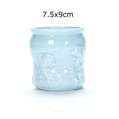 European Style Cute Fleshy Flowerpot Pocelain Blue Fish Macetas Vase Home Garden Mini Bonsai Cactus Flower Pot Balcony Decor
