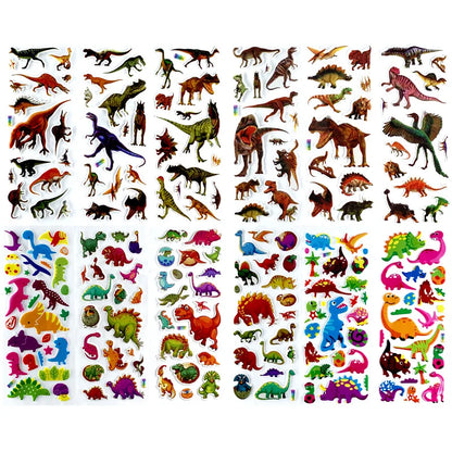 12 Sheets/Set 3D Dinosaur Stickers for Kids Toys Home Wall Decor Cartoon Sticker Scrapbooking Boys Notebook Diary Label