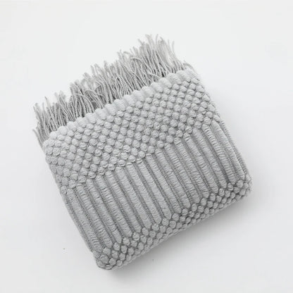 Khaki Gift Knitted Blanket with Tassels Chunky Vintage Luxury Farmhouse Throw Bedspread Oversized Blanket Cover Manta Para Sofá