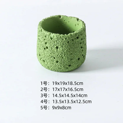 Nordic cement flowerpot simple personality creative imitation volcanic stone indoor succulent potted green plant flowerpot