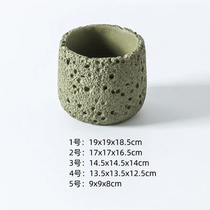 Nordic cement flowerpot simple personality creative imitation volcanic stone indoor succulent potted green plant flowerpot