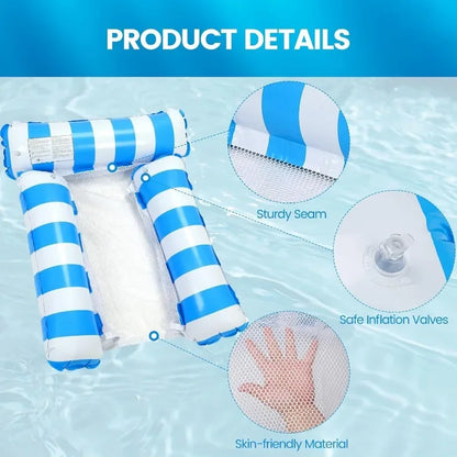 Portable Floating Mattress Quick-Inflate Lounger for Pool Beach All-Ages Summer Water Relaxation Beach Sunbathing Adult Swim Toy