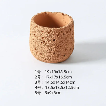Nordic cement flowerpot simple personality creative imitation volcanic stone indoor succulent potted green plant flowerpot