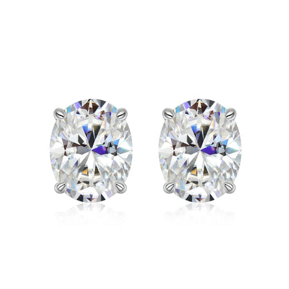 FEOBUR 0.5-4CT Oval Cut Moissanite Stud Earrings for Women 925 Sterling Silver Sparkling Diamond Ear Studs Wedding Jewelry GRA