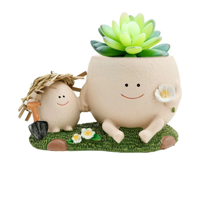 Succulent Pots Smile Face Planter Pot Resin Cute Swing Chair Hanging Creative Flower Planter for Indoor Outdoor Plants