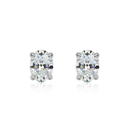 FEOBUR 0.5-4CT Oval Cut Moissanite Stud Earrings for Women 925 Sterling Silver Sparkling Diamond Ear Studs Wedding Jewelry GRA
