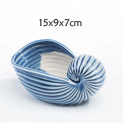 European Style Cute Fleshy Flowerpot Pocelain Blue Fish Macetas Vase Home Garden Mini Bonsai Cactus Flower Pot Balcony Decor