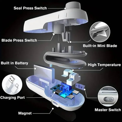 Plastic Bag Sealer Mini 2in1 Portable Plastic Bags Sealing Machine Thermal Sealants Handheld Food Storage Packaging Heat Sealer