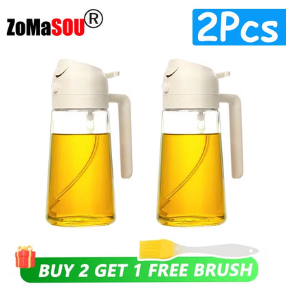 New!1-4Pcs 2in1 Oil Dispenser Bottle BBQ Cooking Oil Sprayer Olive Oil Pourers Sprayer for Kitchen Salad Baking Mister Vinegar