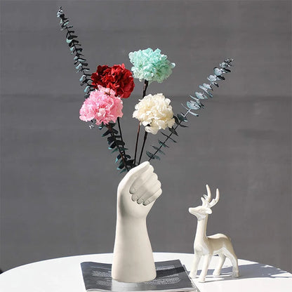 Nordic Style Ceramics Vase Modern Creative Hand Vase Flowers Arrangement Home Decor Office Desktop Living Room Ornament Gifts