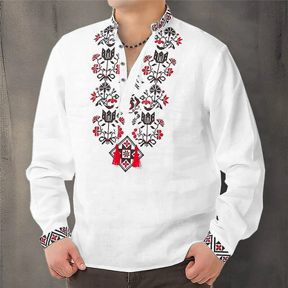 Cardigan Button men's Shirt Casual Simple Comfortable Soft Material New Floral HD Pattern Personality Cardigan Shirt Long Sleeve