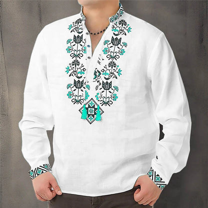 Cardigan Button men's Shirt Casual Simple Comfortable Soft Material New Floral HD Pattern Personality Cardigan Shirt Long Sleeve