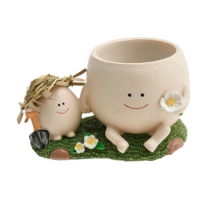 Succulent Pots Smile Face Planter Pot Resin Cute Swing Chair Hanging Creative Flower Planter for Indoor Outdoor Plants