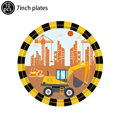 construction truck party tablecloth table runner Engineering excavator theme table cover boy construction birthday party decor