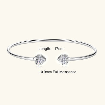 Sweetrain 0.5CT Moissanite Bangle for Women 5mm Lab Created Diamond Bracelet 100% Real 925 Sterling Silver Opening Cuff Bangle