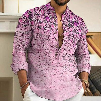 2025 Men's Fashion Spring and Autumn Long sleeved Linen Shirt Button Comfortable Fabric Street Trend