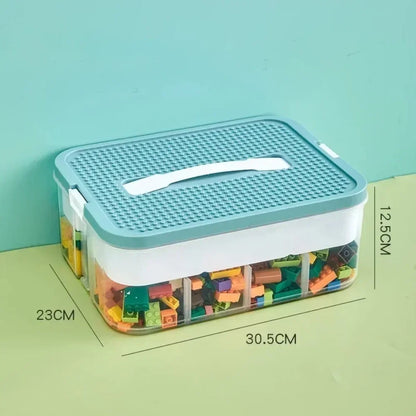 Transparent dust-proof and moisture-proof plastic storage box, classified storage, stackable building block storage box.