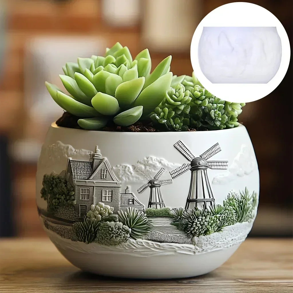 Mountain relief succulent plant flowerpot resin silicone mold mountain stream flowing water storage box candle cup gypsum molds