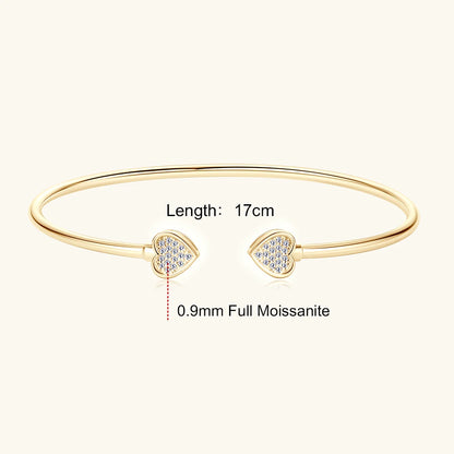 Sweetrain 0.5CT Moissanite Bangle for Women 5mm Lab Created Diamond Bracelet 100% Real 925 Sterling Silver Opening Cuff Bangle