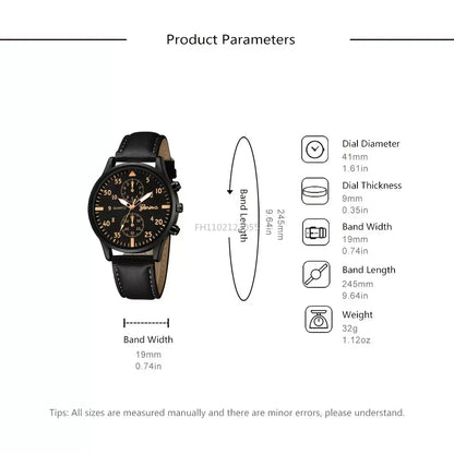 4/2/1pcs New Men Sports Watches Set Man Business Quartz Wristwatch Luxury Brown Leather Bracelet Men Casual Clock Watch（No Box）
