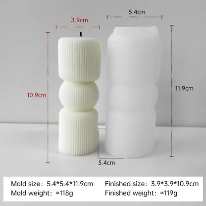 Striped Cylinder Aroma Candle Silicone Mold DIY Pillar Plaster Resin Ornaments Mould Handmade Soy Wax Candles Making Supplies