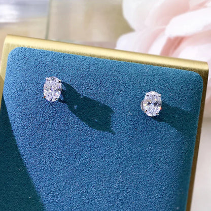 CAOSHI Simple Shiny Oval-shaped CZ Earrings for Female Graceful Lady Versatile Accessories Classical Elegance Women's Jewelry