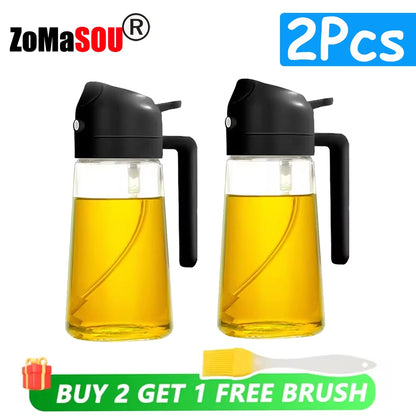 New!1-4Pcs 2in1 Oil Dispenser Bottle BBQ Cooking Oil Sprayer Olive Oil Pourers Sprayer for Kitchen Salad Baking Mister Vinegar